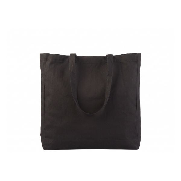 Black - Heavyweight Tote Bag with Logo Print (340 g/m², 38×42 cm, Side & Bottom Gussets)