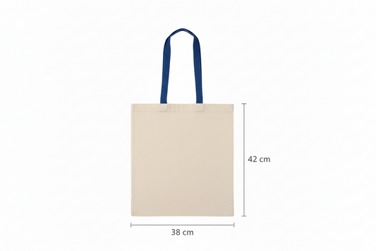 custom printed tote bags with blue handles