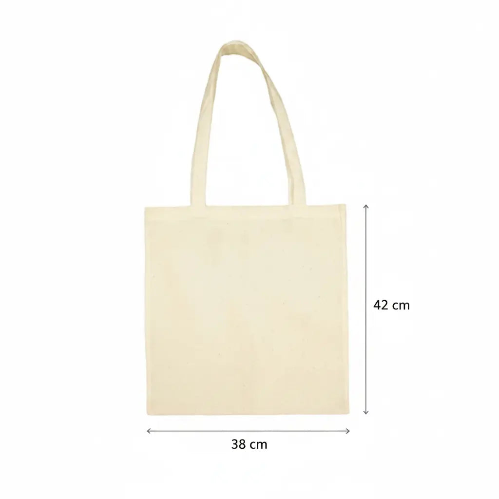 Ecru / naturhvid billig tynd bomuldspose med eget tryk, 100 g/m²