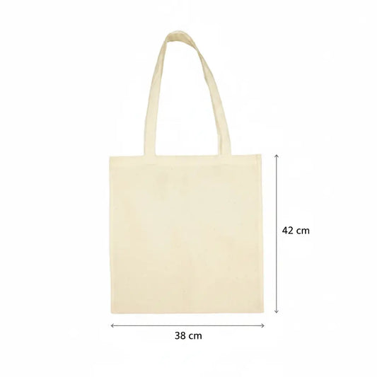 Ecru / Natural White Cotton Tote Bag with Logo Print (100 g/m², 38×42 cm) – image 2