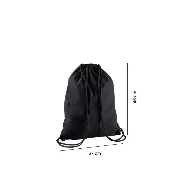 Drawstring Cotton Gymsac with Custom Print – Black in Black Strings – image 2