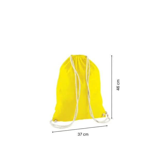 Drawstring Cotton Gymsac with Custom Print in Yellow – image 2