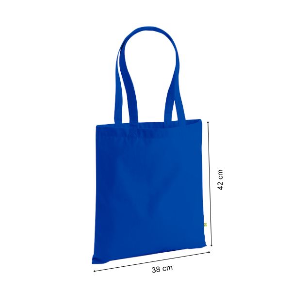 Tote bag épais en coton bio avec impression personnalisée, 340 g/m² – Bleu royal