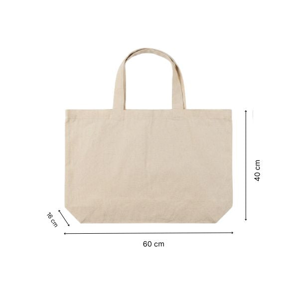 Natural large cotton shopping bag with bottom gusset, 60 × 40 + 16 cm, 220 g/m² — alternate view