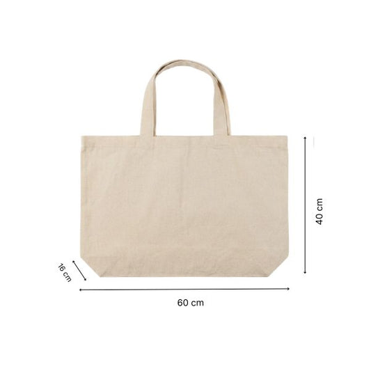 Jutebeutel in Natur mit Bodenfalte, 60 × 40 + 16 cm, 220 g/m² — weitere Ansicht