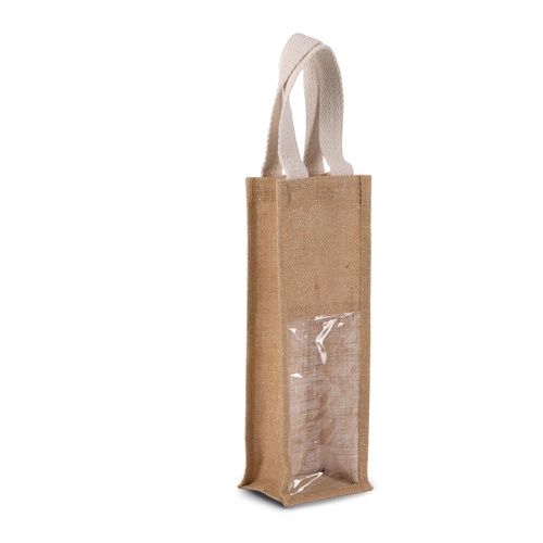 Natural/Gold Jute Wine Bag with Custom Print (330 g/m², 12×10×36 cm)