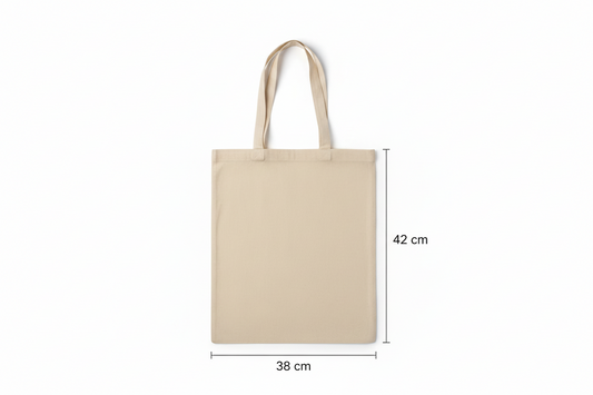 Naturvit tygkasse i bomull med logotryck (180 g/m², 38×42 cm)