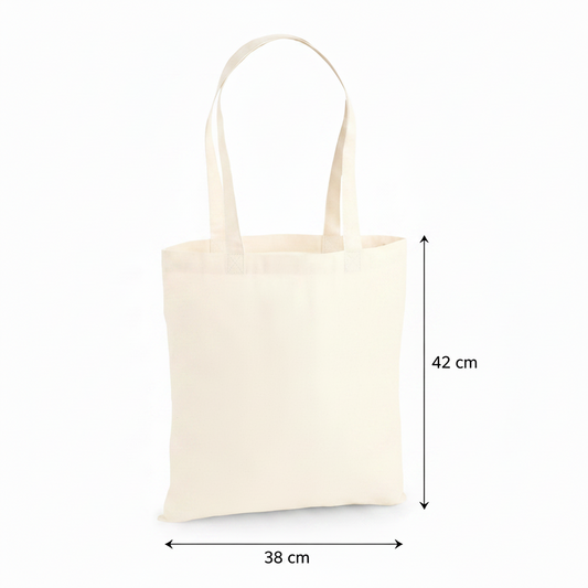 Naturfarbener Premium-Baumwoll-Stoffbeutel 38 × 42 cm (200 g/m²) – Bild 2