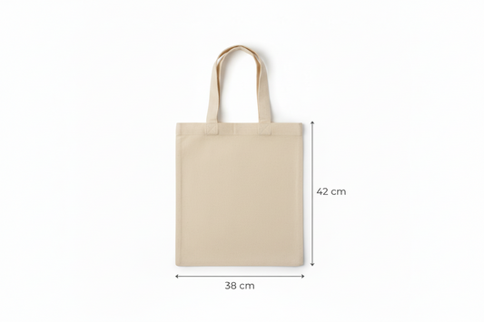 Natural Cotton Tote Bag with Short Hanks (140 g/m², 38×42 cm)with custom print
