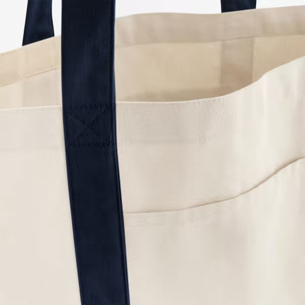 Natural/Bottle Green - Organic Canvas Varsity Shopper with Logo Print (407 g/m², 37×36×16 cm)