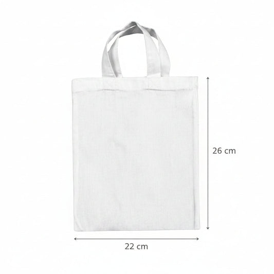 Small Cotton Tote Bags with Custom Print 22×26 cm, 140 g/m² - White