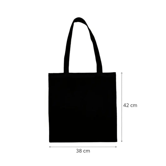 Black Cotton Tote Bag with Logo Print (100 g/m², 38×42 cm) – image 2