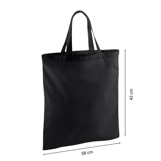 Black Cotton Tote Bag with Short Handles and Gray Cotton Tote Bag with Short Handles and Logo Print 140 g/m² 38x42 cm Logo Print 140 g/m² 38x42 cm