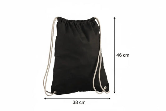 Black Drawstring Cotton Bag with Custom Print 38 x 46 cm (140 g/m²) – image 2