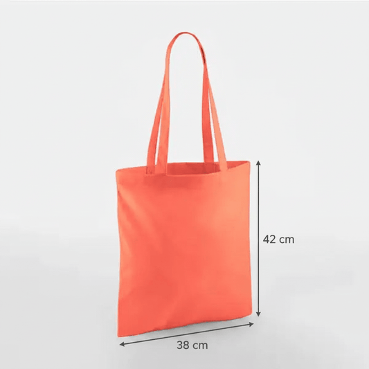 Coral Orange Classic Cotton Tote Bag, 38 × 42 cm, 140 g/m² cotton with long handles – alternate product photo