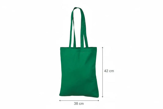 Dark Green Cotton Tote Bag with Logo Print (140 g/m², 38×42 cm) – image 2