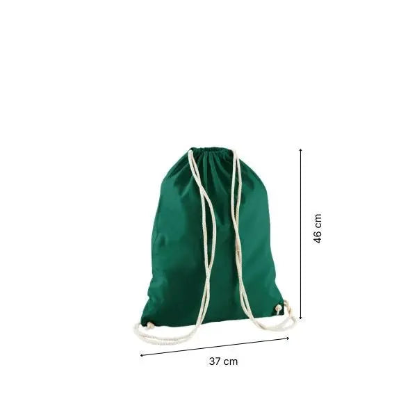 Drawstring Cotton Gymsac with Custom Print in Bottle Green – image 2