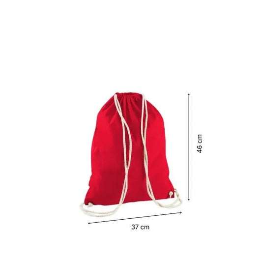 Baumwoll-Turnbeutel mit Kordelzug und individuellem Druck – Leuchtend Rot