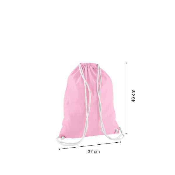 Drawstring cotton gymsac with custom print Light Pink