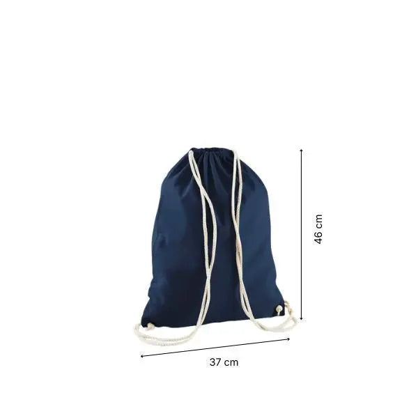 Drawstring Cotton Gymsac with Custom Print in French Navy Blue – image 2