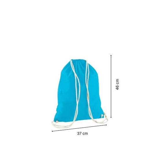 Drawstring cotton gymsac with custom print Light Surf Blue