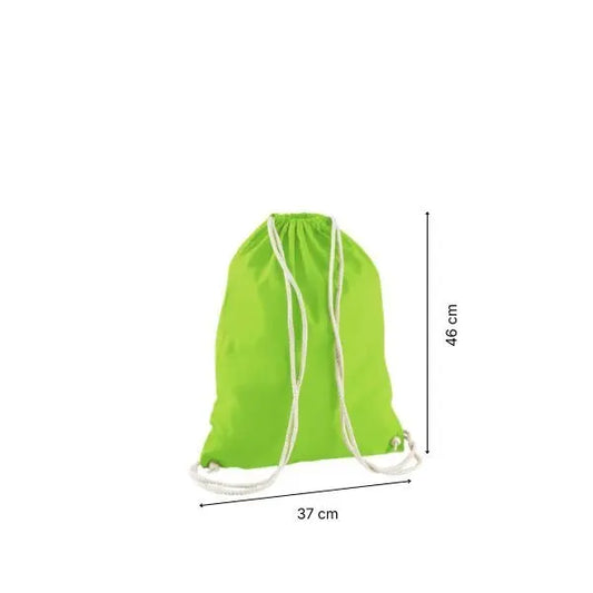 Baumwoll-Turnbeutel mit Kordelzug und individuellem Druck – Limettengrün