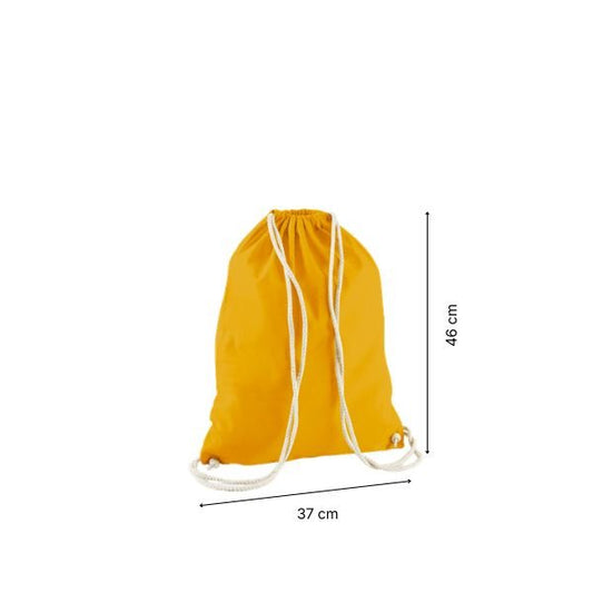Drawstring cotton gymsac with custom print Mustard Yellow
