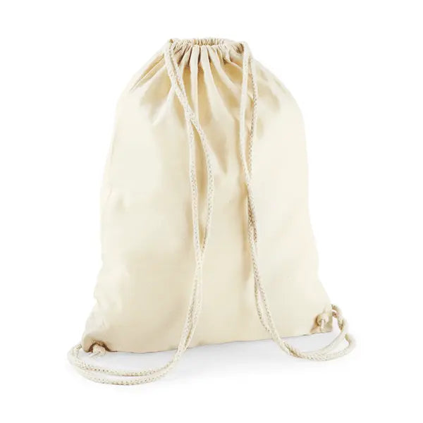Sac à cordon en coton personnalisé avec impression - Blanc naturel