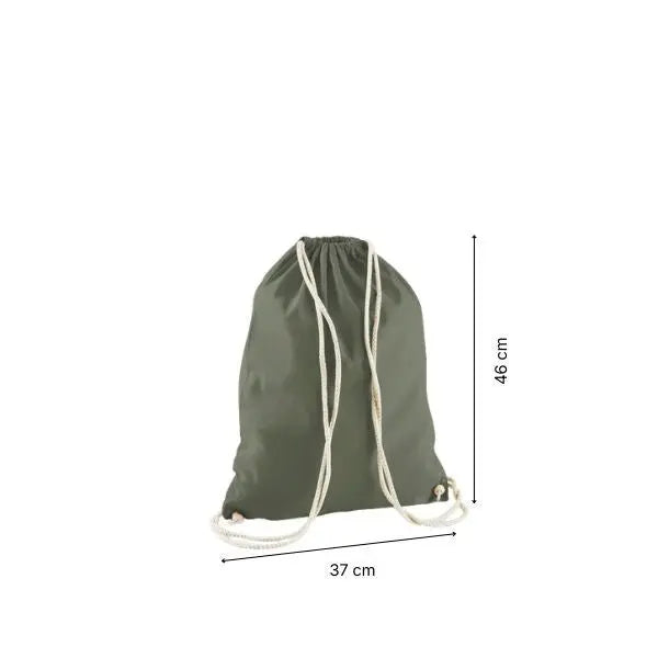 Drawstring Cotton Gymsac with Custom Print in Olive Green – image 2