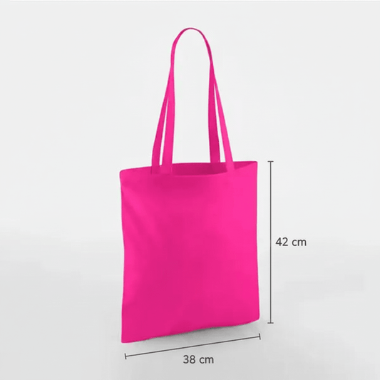 Fuchsia Pink Baumwolltasche, 38 × 42 cm, 140 g/m², lange Griffe – alternatives Produktfoto