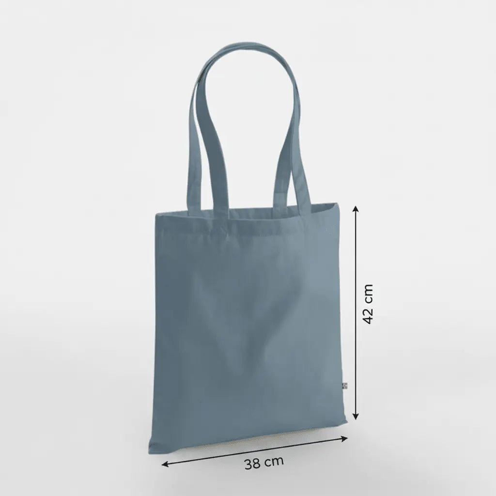 Tote bag épais en coton bio avec impression personnalisée, 340 g/m² – Bleu gris poudré