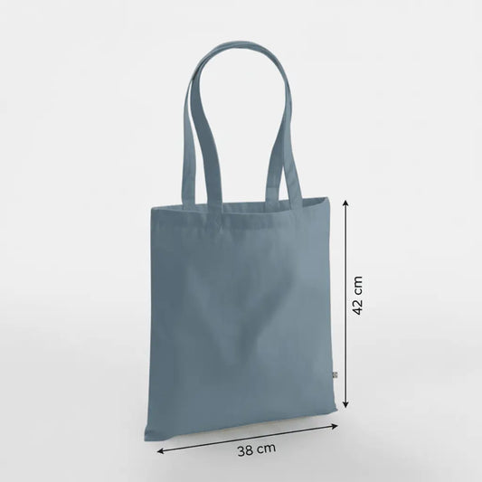 Schwere Bio-Baumwolltasche mit individuellem Druck, 340 g/m² – Grau-Blau
