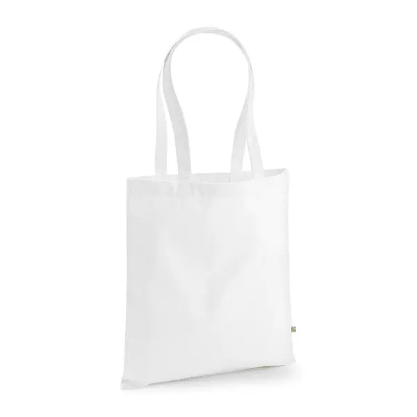 Kräftige Bio-Baumwolltasche mit Druck, 340 g/m² – Weiß