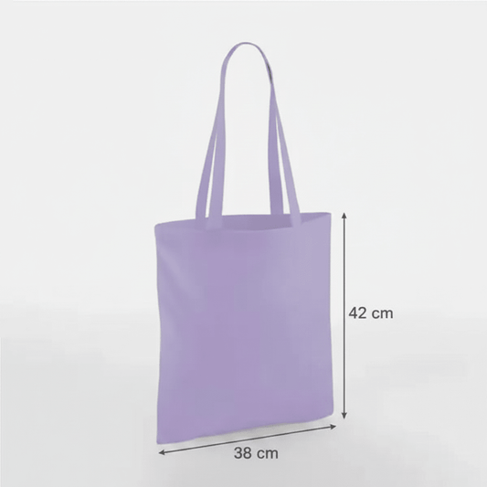 Lavendelviolett Baumwolltasche, 38 × 42 cm, 140 g/m², lange Griffe – alternatives Produktfoto