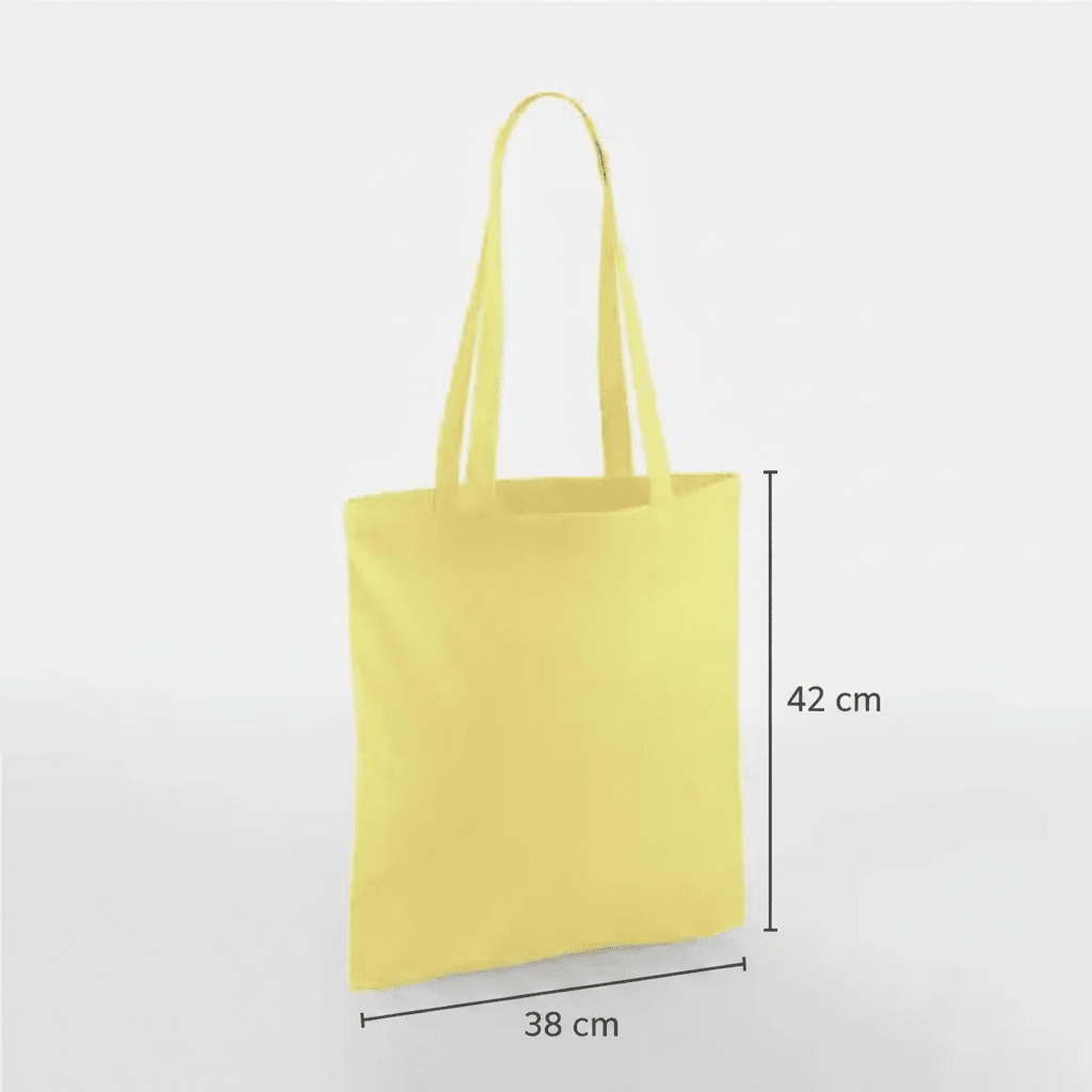 Citrongul mulepose, 38 × 42 cm, 140 g/m² bomuld med lange hanke – alternativt produktfoto