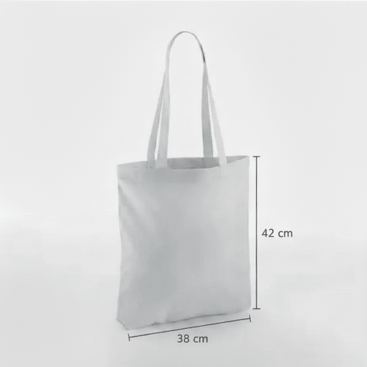 Hellgrau Baumwolltasche, 38 × 42 cm, 140 g/m², lange Griffe – alternatives Produktfoto