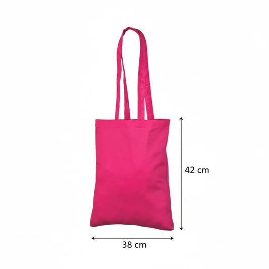 Magenta Cotton Tote Bag with Logo Print (140 g/m², 38×42 cm) – image 2