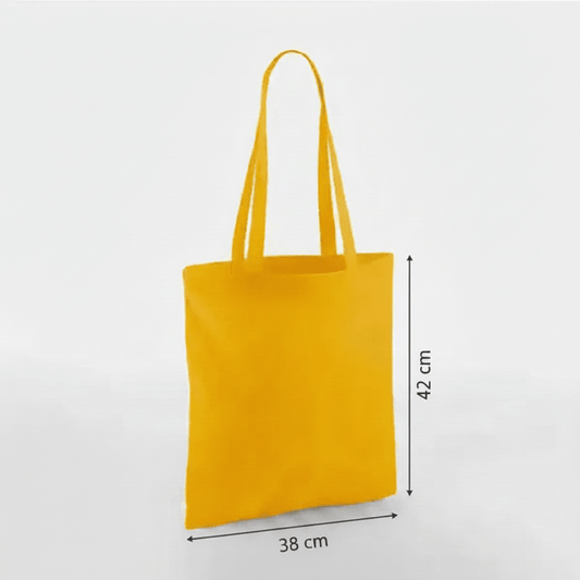 Mustard Yellow Classic Cotton Tote Bag, 38 × 42 cm, 140 g/m² cotton with long handles – alternate product photo