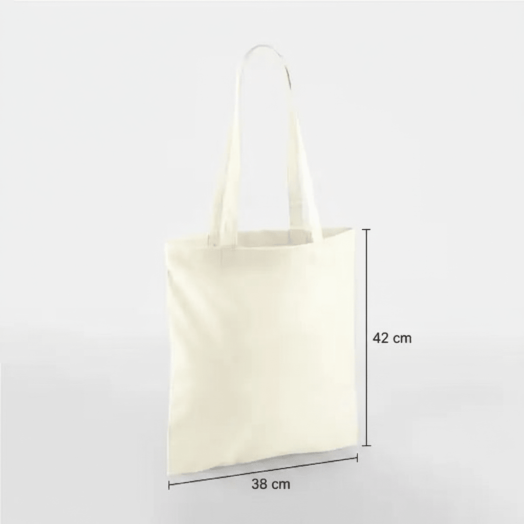 Naturbeige klassisk mulepose i bomuld 38 × 42 cm (140 g/m²) – billede 2