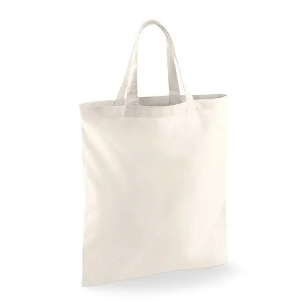 Tote bag en coton naturel avec anses courtes (140 g/m², 38×42 cm)