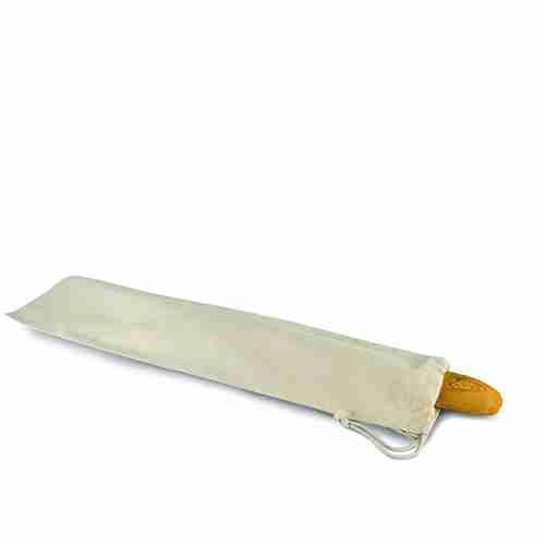 Natural organic cotton baguette bag with drawstring, 15 × 70 cm, 150 g/m²