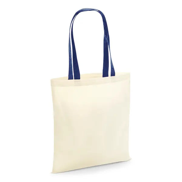 Natural w. Blue Handles: Tote Bag with Logo Print (140 g/m², 38×42 cm)