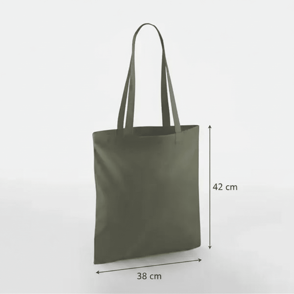 Olive Green Classic Cotton Tote Bag 38 × 42 cm (140 g/m²) – image 2