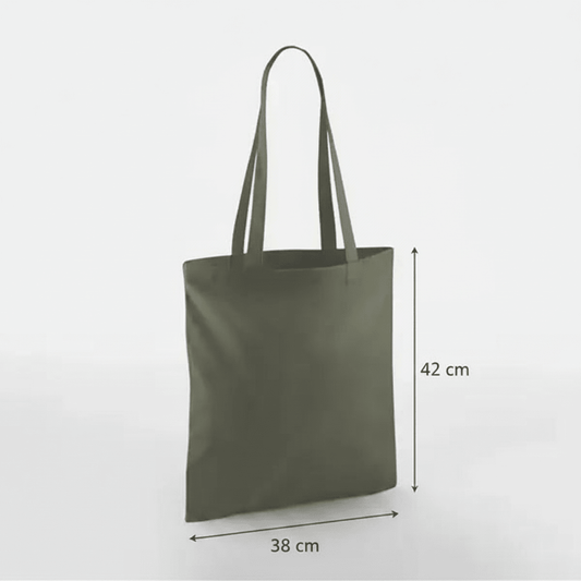 Olivgrüner klassischer Baumwoll-Stoffbeutel 38 × 42 cm (140 g/m²) – Bild 2