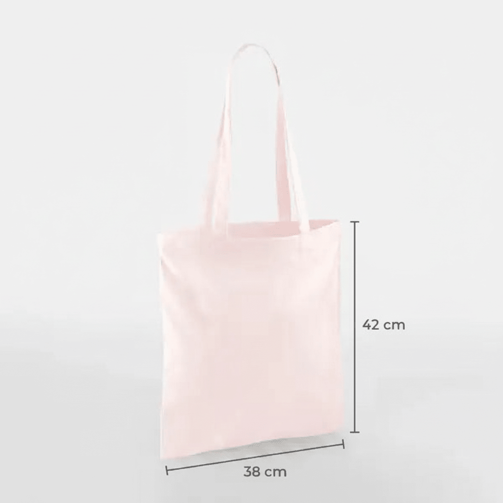 Pastelpink klassisk mulepose i bomuld 38 × 42 cm (140 g/m²) – billede 2