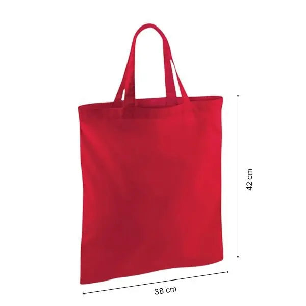Red Cotton Tote Bag with Short Handles and Logo Print (140 g/m², 38×42 cm) – image 2