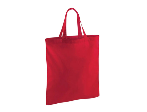 Red Cotton Tote Bag with Short Handles and Logo Print (140 g/m², 38×42 cm)