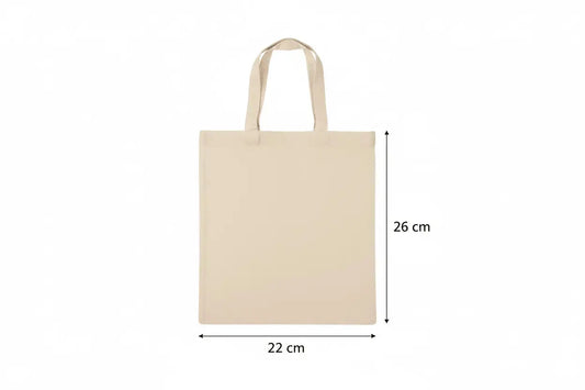Liten naturfärgad bomullspåse med eget tryck, 22 × 26 cm, 140 g/m²