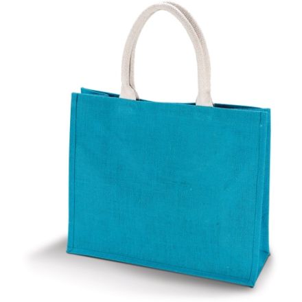 Turquoise Blue Jute Beach Bag 42 × 35 cm (330 g/m²)