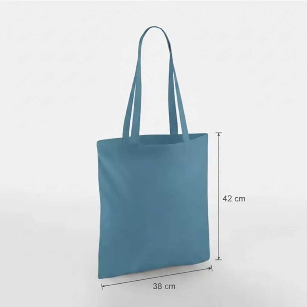 Airforce Blue Classic Cotton Tote Bag, 38 × 42 cm, 140 g/m² cotton with long handles – alternate product photo